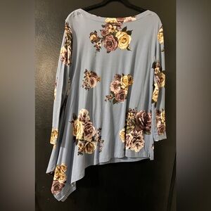 Agnes & Dora Asymmetrical Blue Floral Tunic